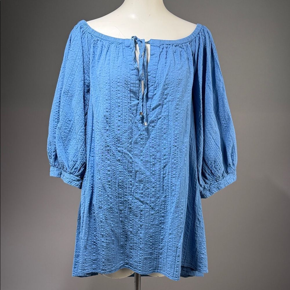 Anthropologie Blue Textured Blouse (rack 6)